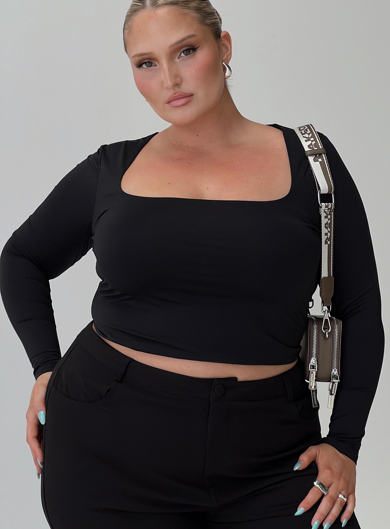 Back In Time Long Sleeve Top Black Curve