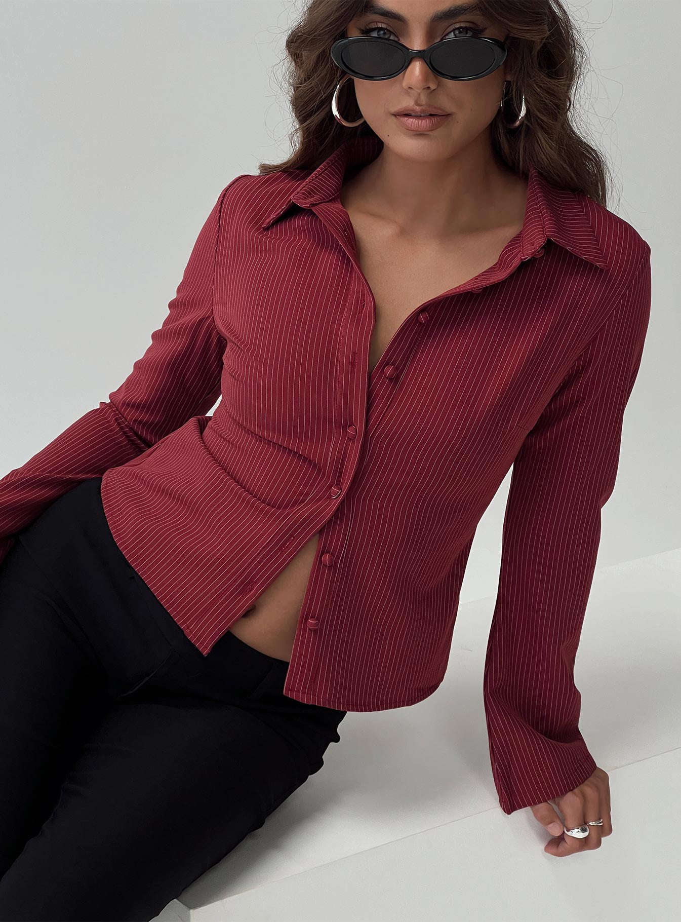 Anni Pinstripe Shirt Red