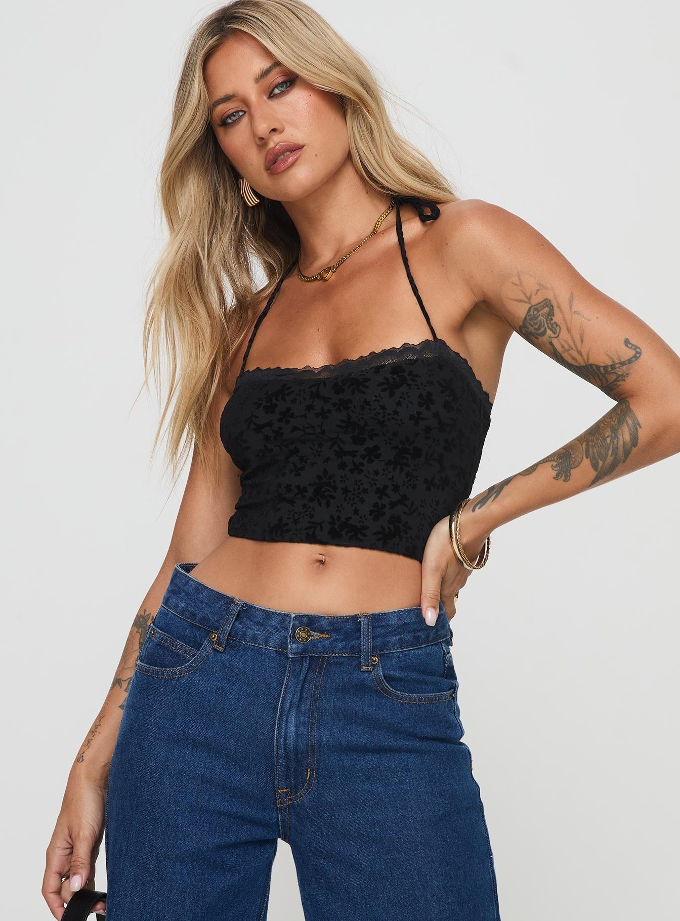 Burnout Velour Top Black