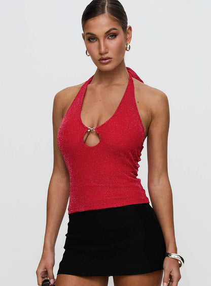 Allende Halter Top Red