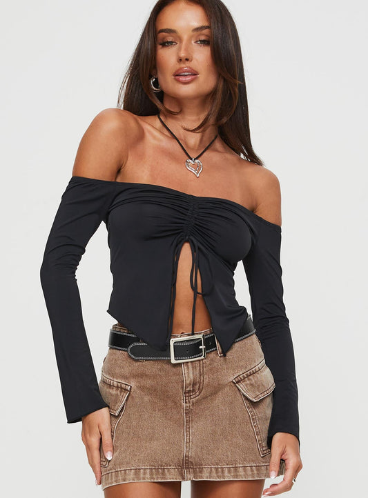 Carradine Off The Shoulder Top Black