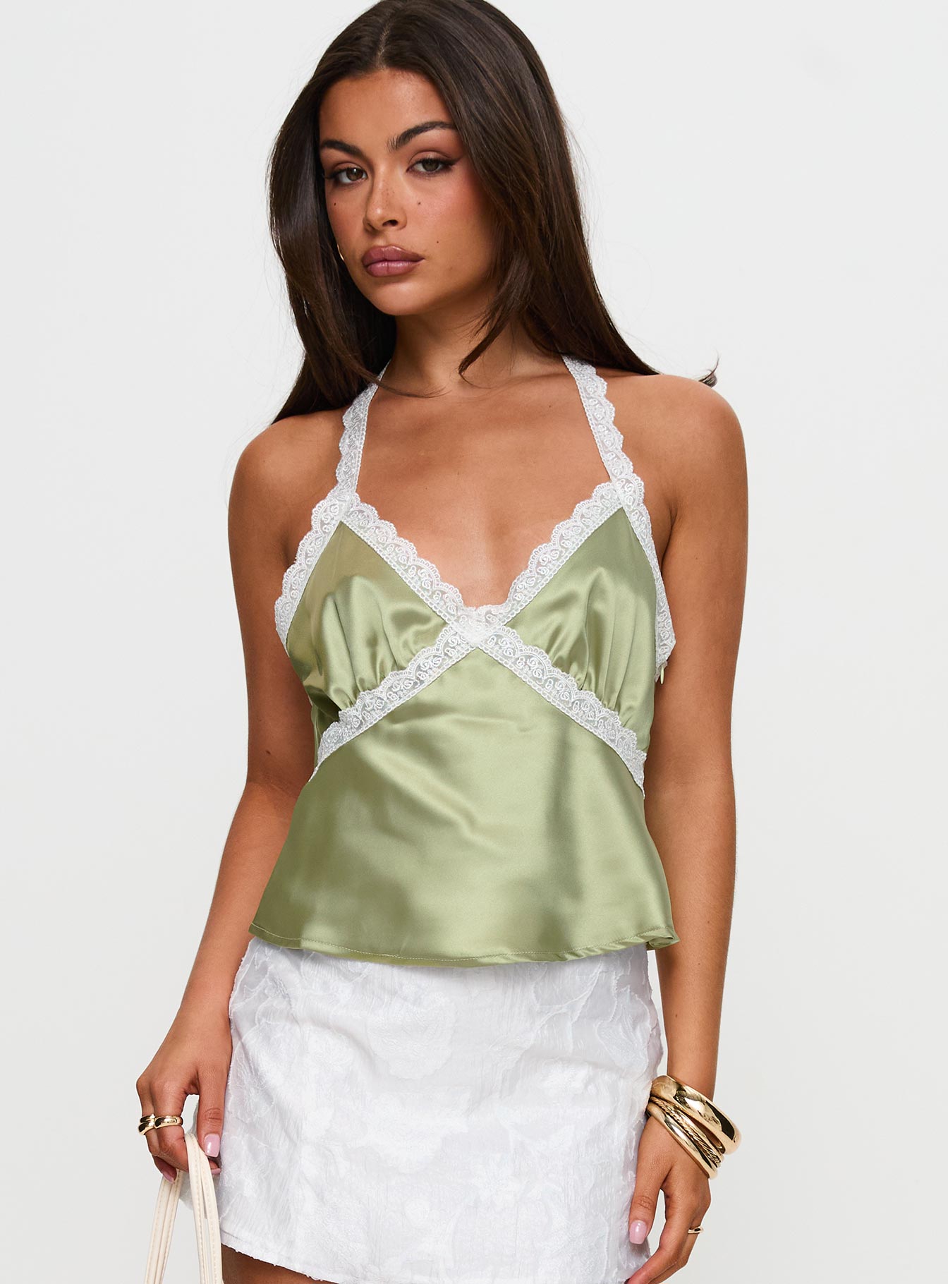 Bimbette Halter Cami Top Green