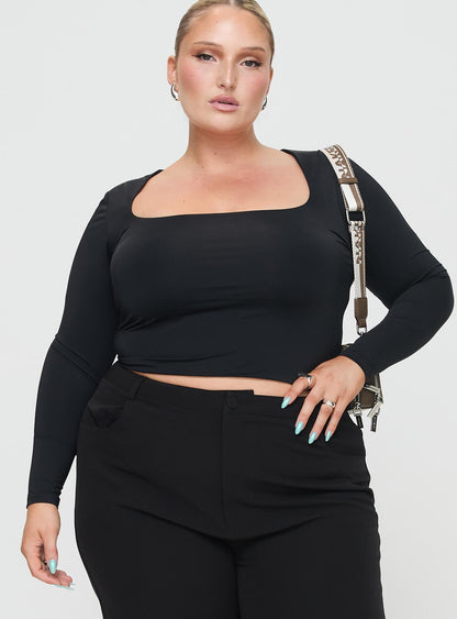 Back In Time Long Sleeve Top Black Curve