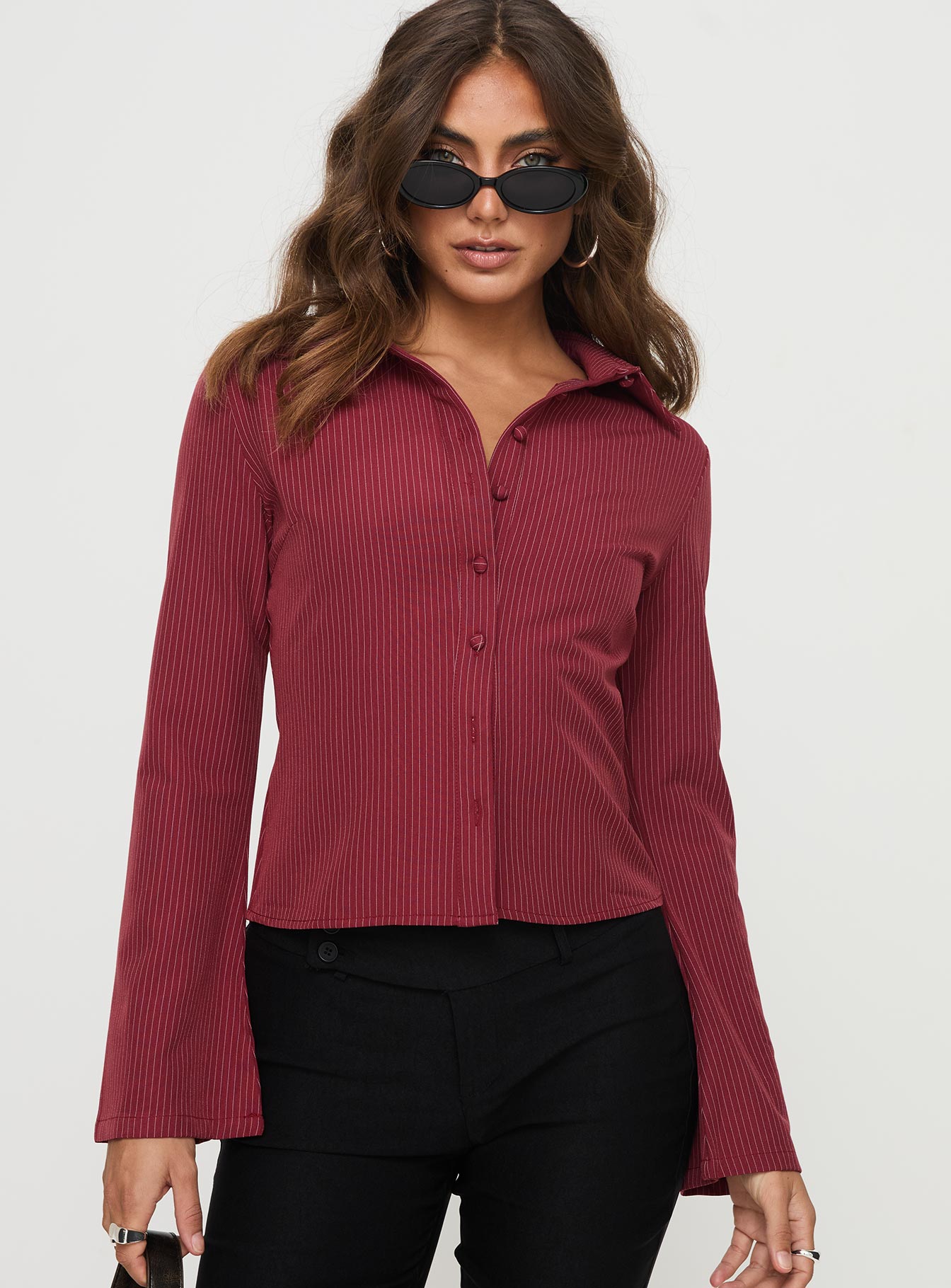 Anni Pinstripe Shirt Red