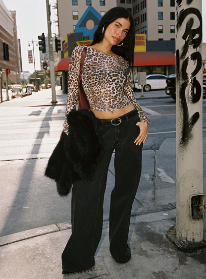 Believe Me Long Sleeve Top Leopard