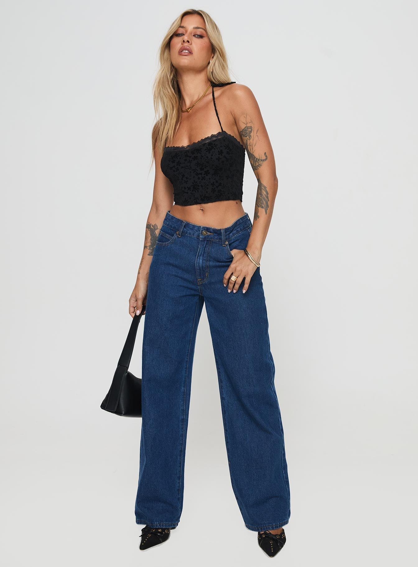 Burnout Velour Top Black