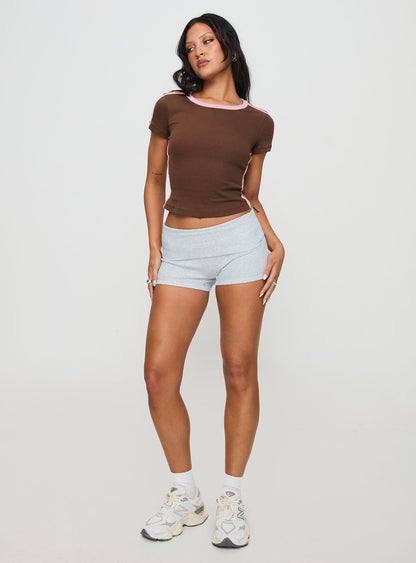 Baseline Scoop Rib Tee Brown / Pink