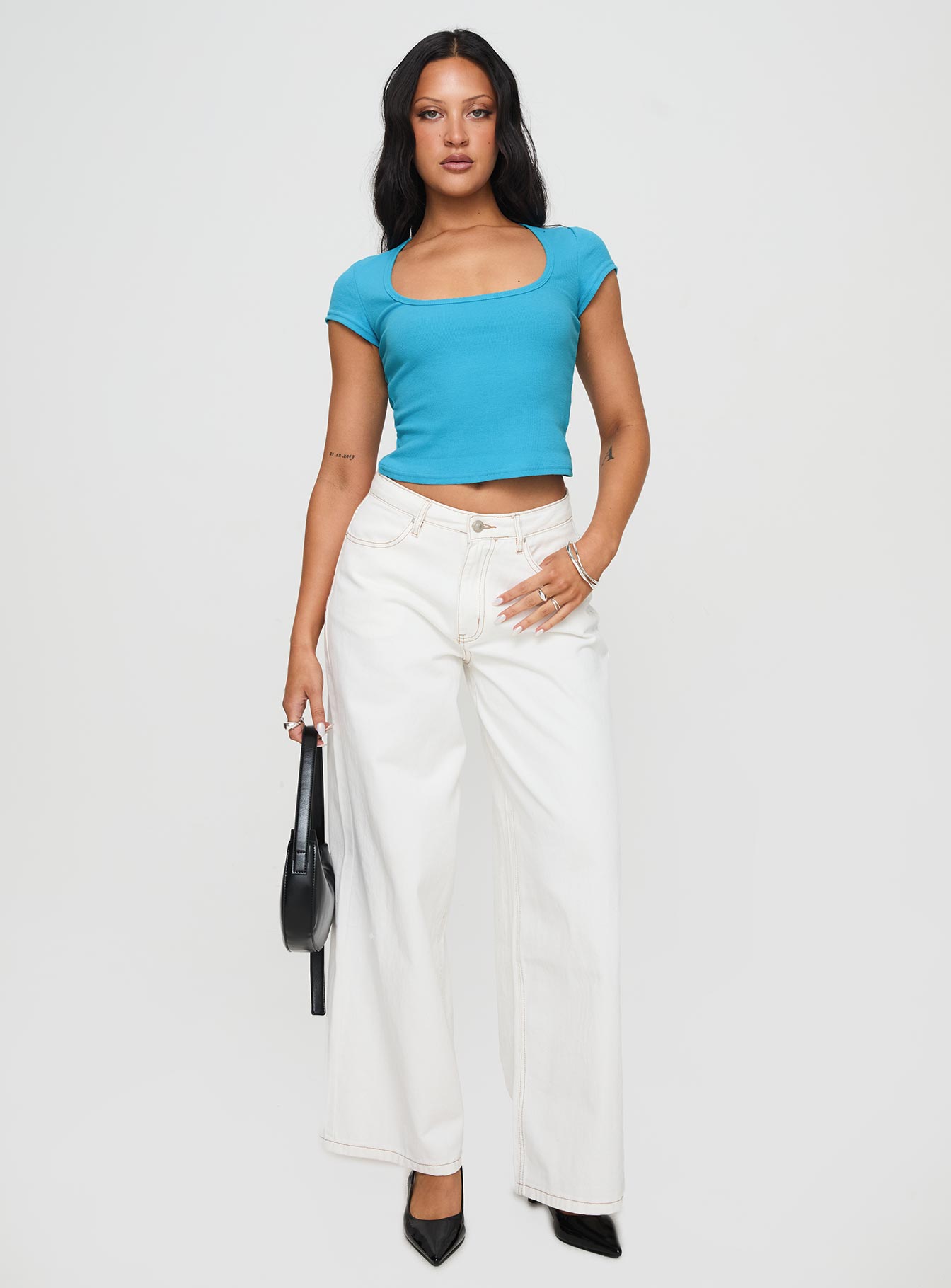 Baseline Square Neck Rib Top Blue