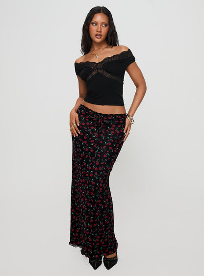 Amarena Off The Shoulder Lace Top Black