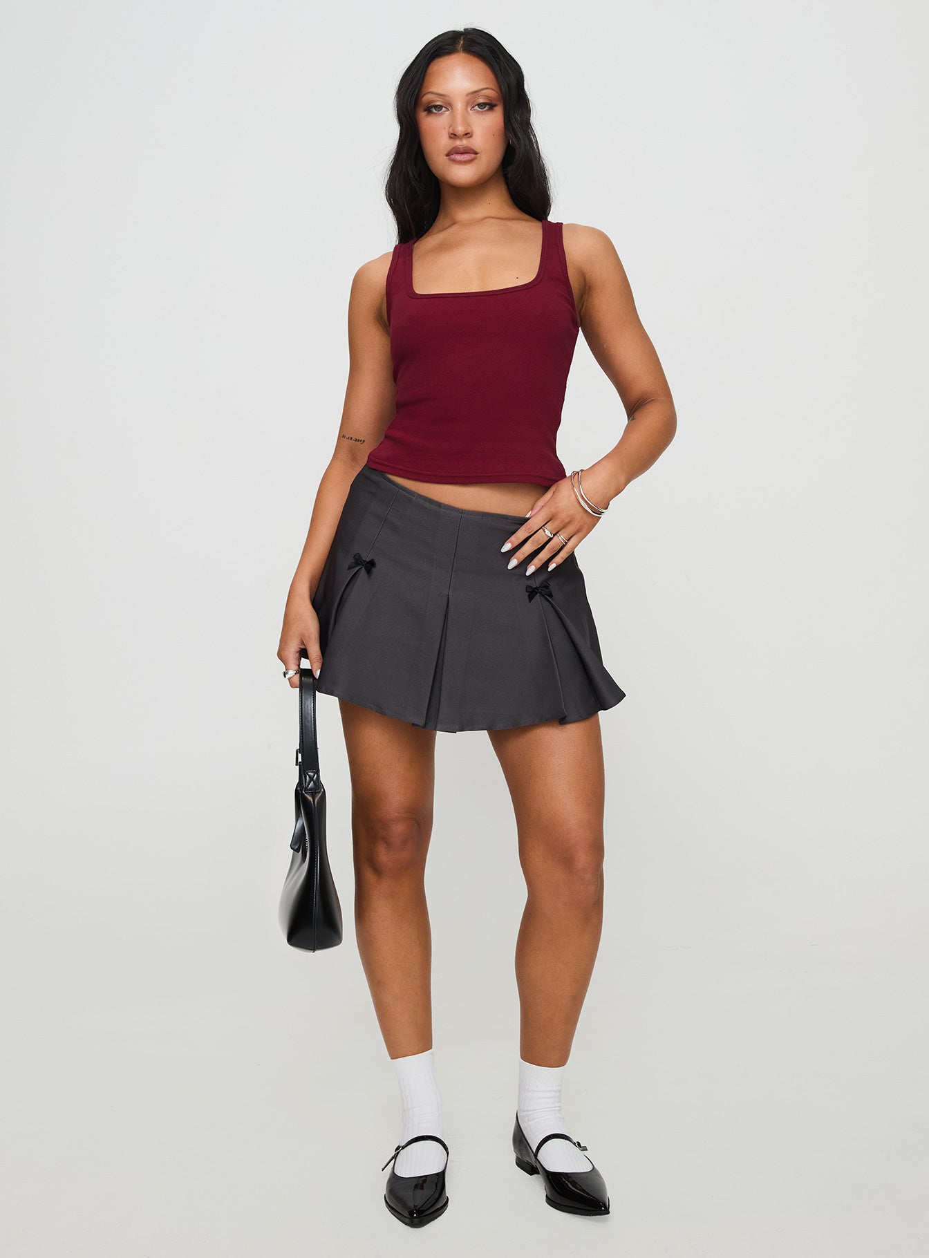 Baseline Square Neck Rib Tank Top Red