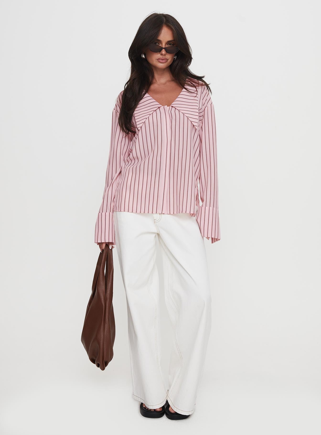 Calistoga Deep Collar Shirt Pink Stripe