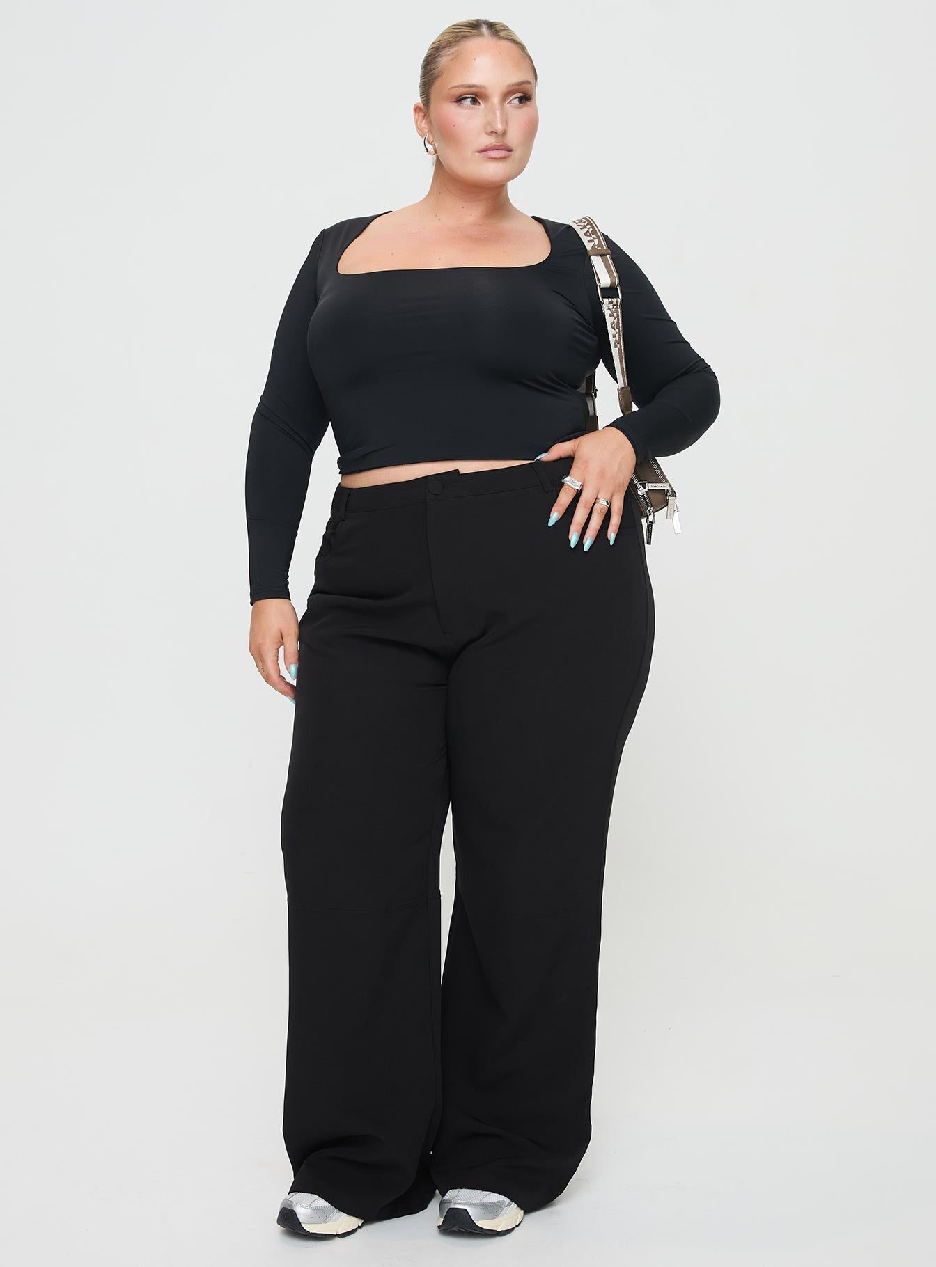 Back In Time Long Sleeve Top Black Curve