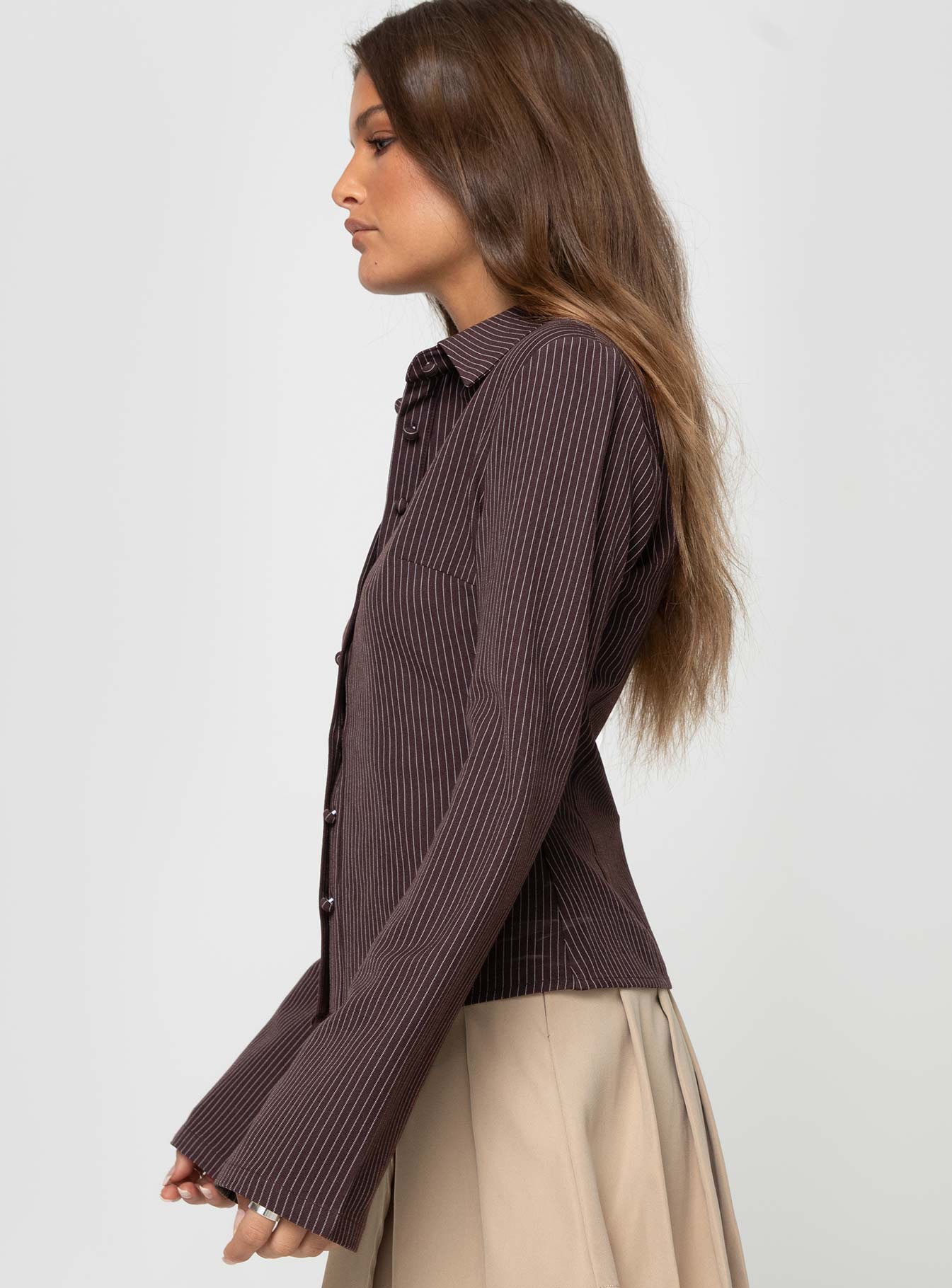 Anni Pinstripe Shirt Brown