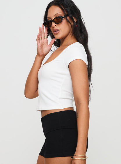 Baseline Square Neck Rib Top White