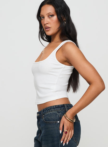 Baseline Square Neck Rib Tank Top White