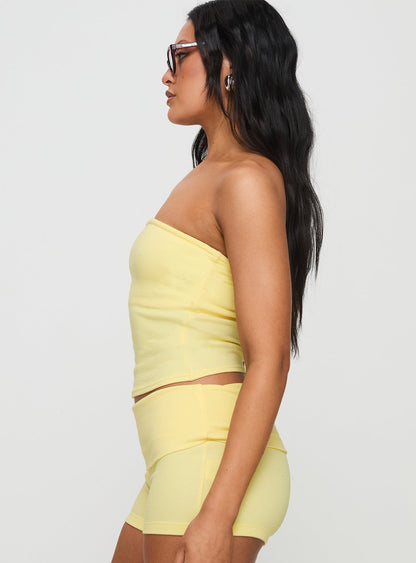 Baseline Strapless Rib Top Yellow