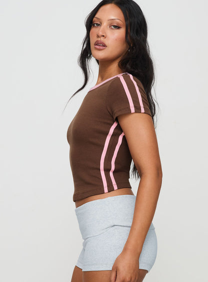 Baseline Scoop Rib Tee Brown / Pink