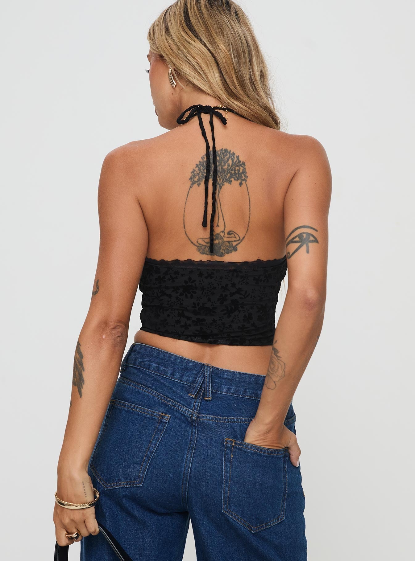 Burnout Velour Top Black