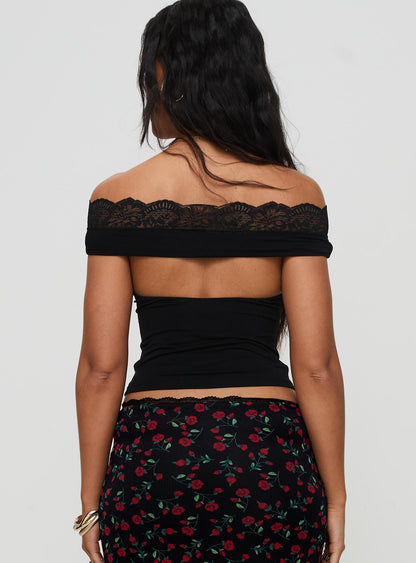 Amarena Off The Shoulder Lace Top Black