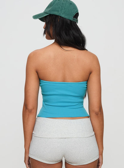 Baseline Strapless Rib Top Blue