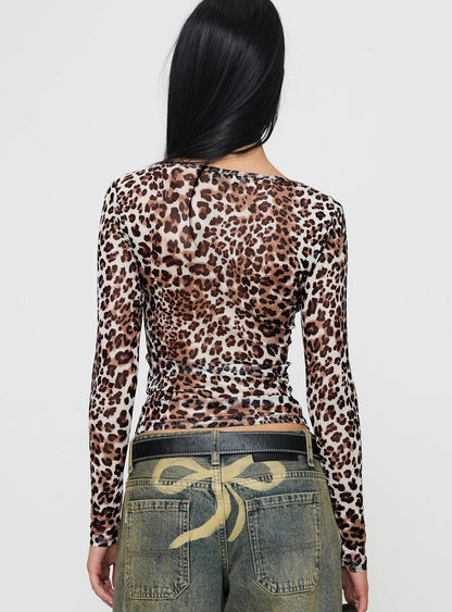 Believe Me Long Sleeve Top Leopard