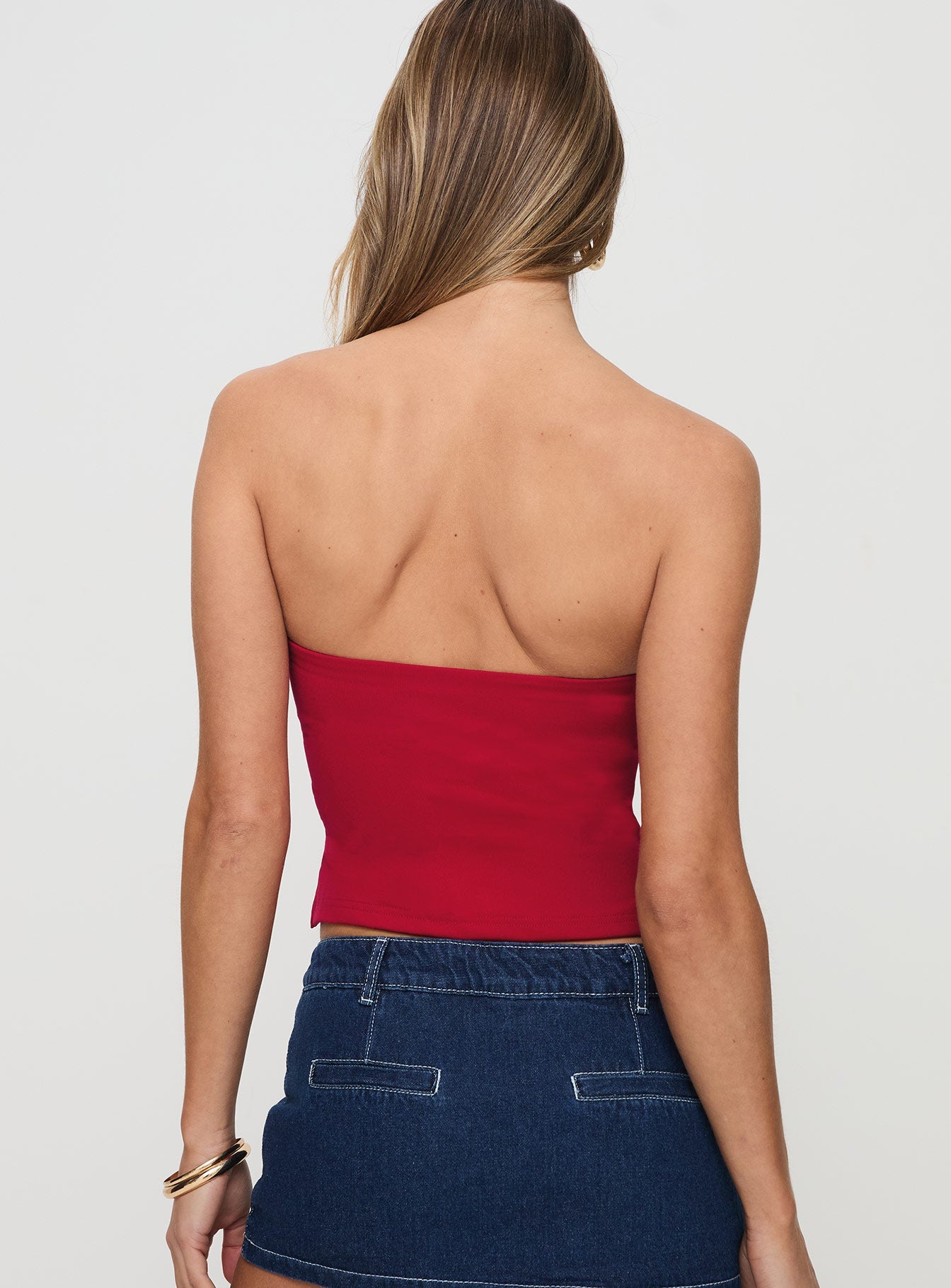 Aurorah Strapless Top Red