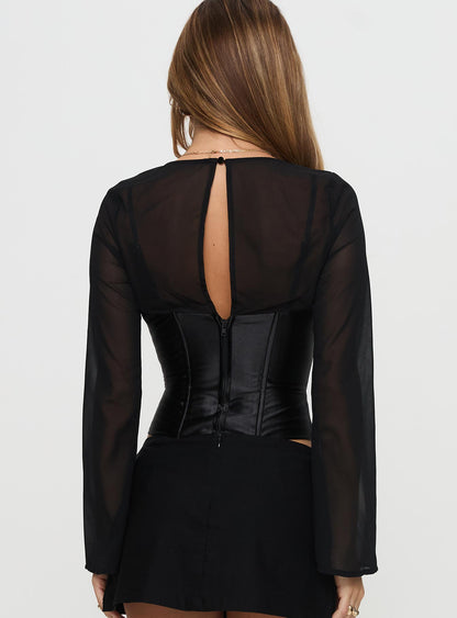 Bolda Long Sleeve Corset Top Black