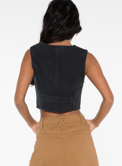 Burrows Denim Vest Black