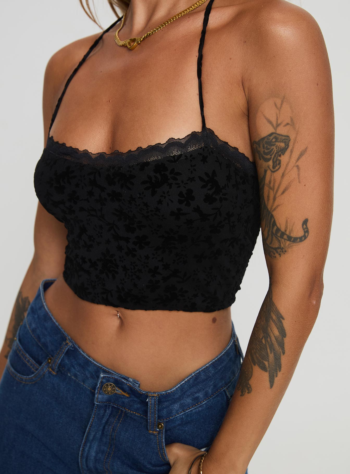 Burnout Velour Top Black