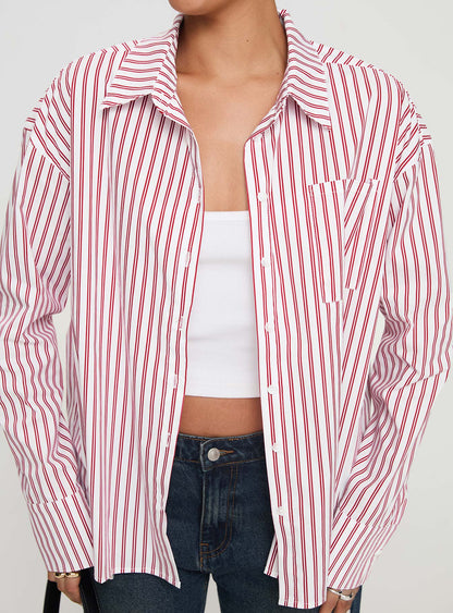 Belize Shirt Red / White Stripe