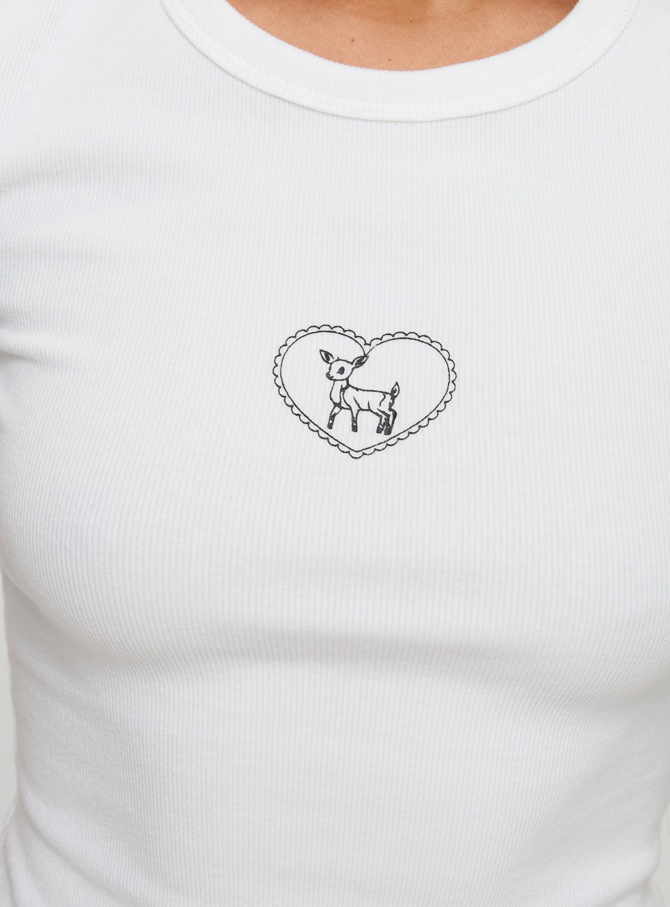 Baseline Rib Tee Oh Deer White