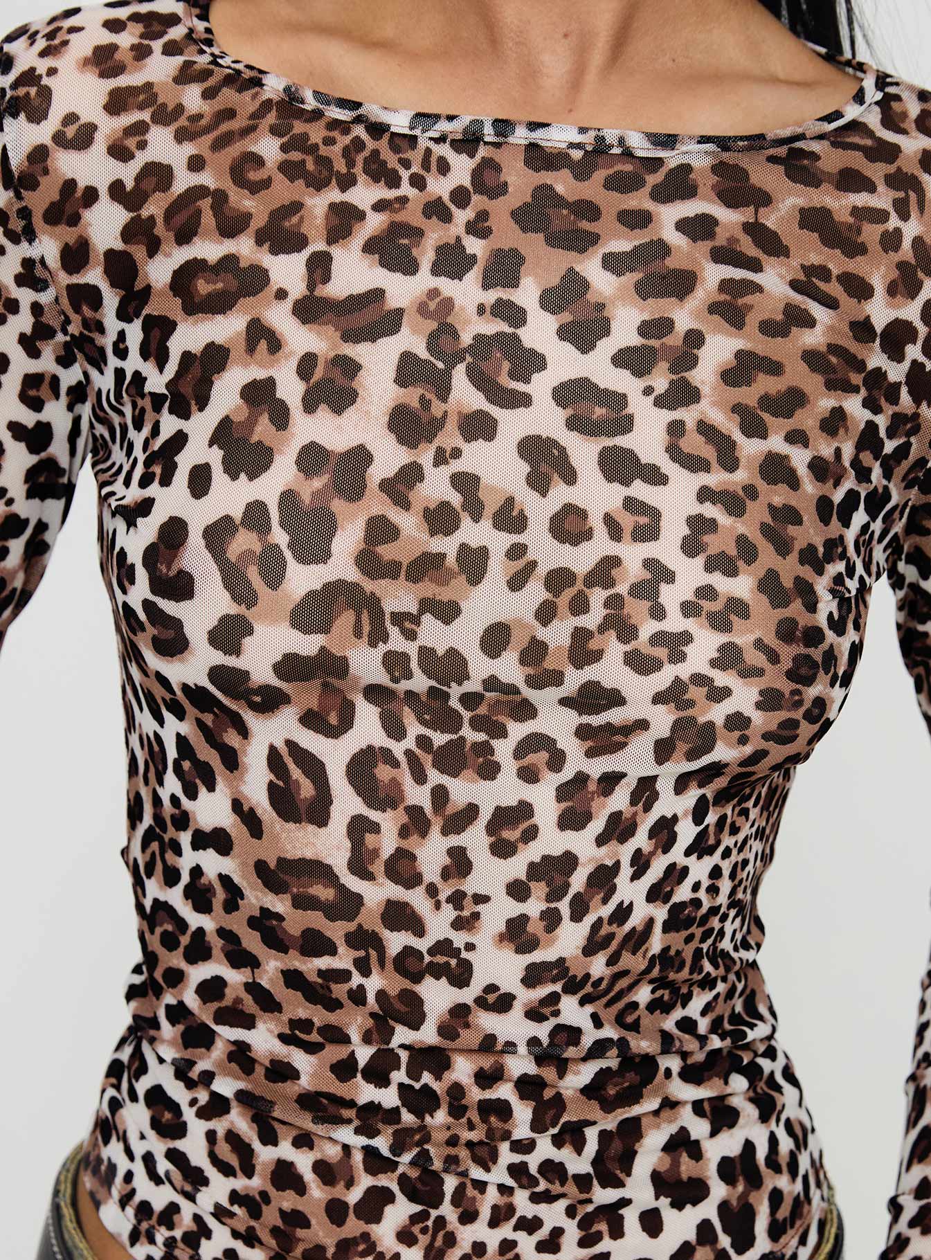 Believe Me Long Sleeve Top Leopard