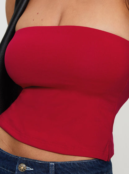 Aurorah Strapless Top Red