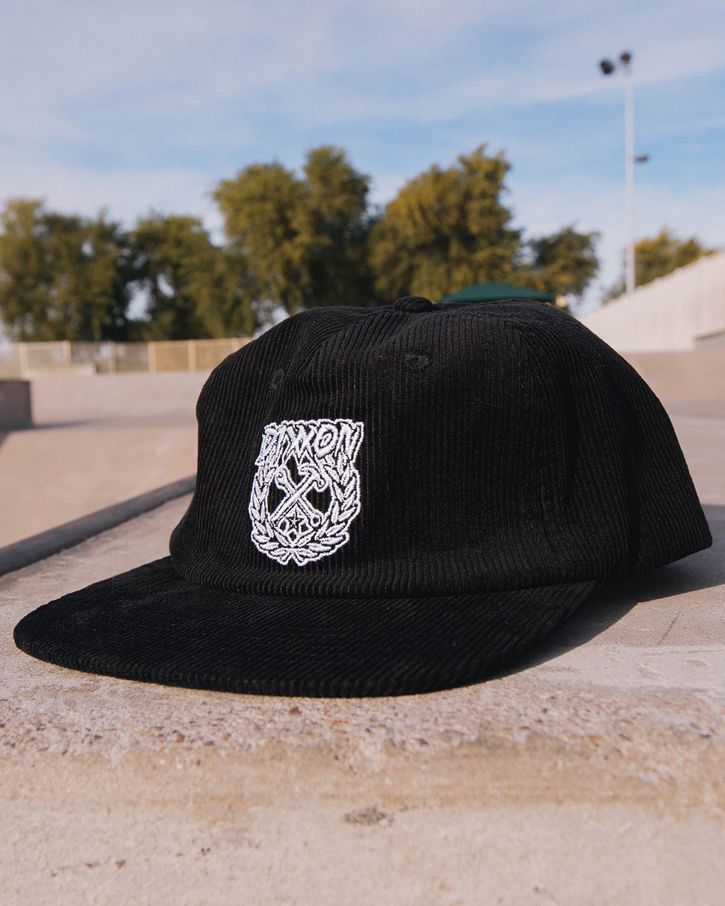 5-Panel Corduroy Party Crest Hat - Black