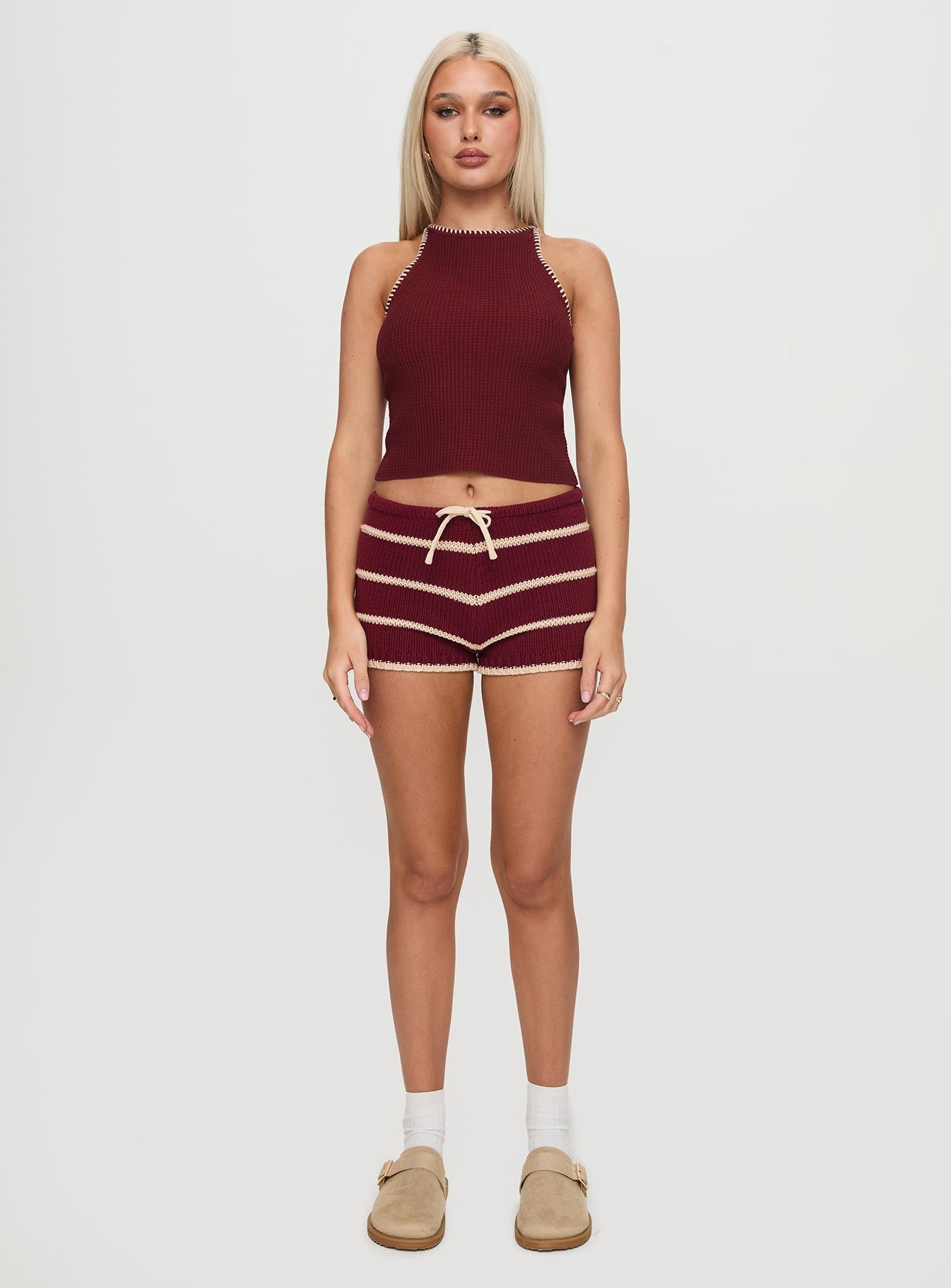 Arianell Halter Knit Top Maroon