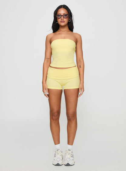 Baseline Strapless Rib Top Yellow