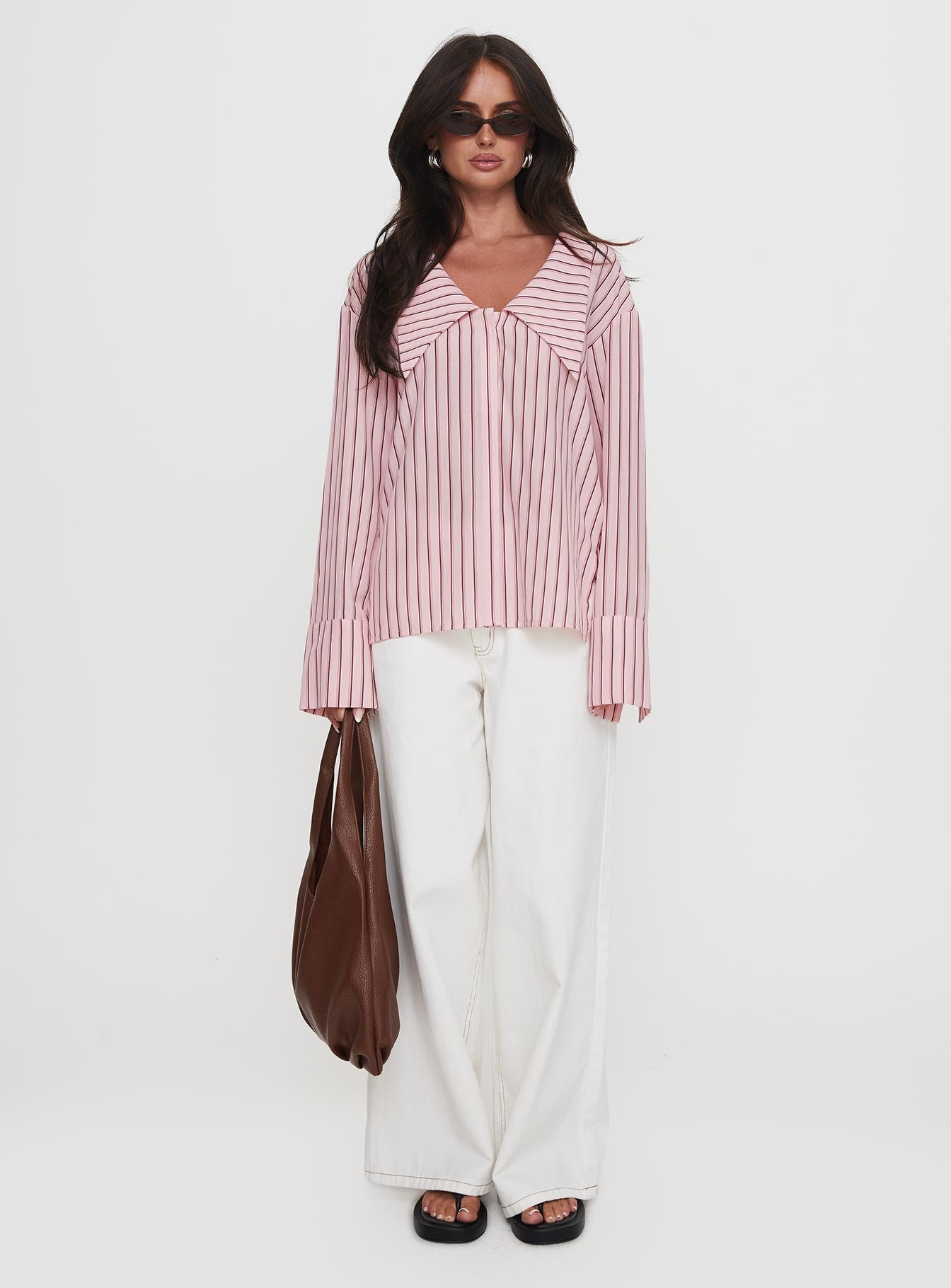 Calistoga Deep Collar Shirt Pink Stripe