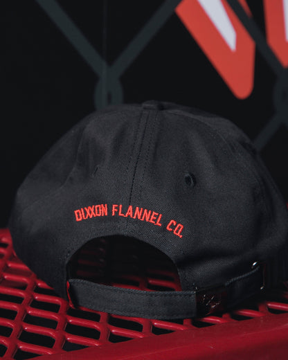 6-Panel Curved Bill Box Crest Hat - Red & Black