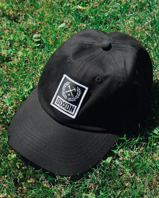 6-Panel Curved Bill Box Crest Hat - White & Black