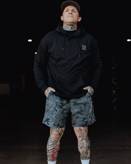 7" Gym Shorts - Black Camo