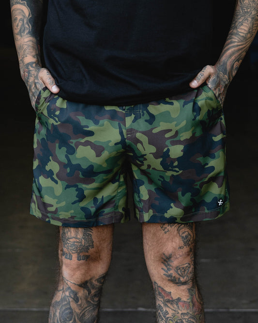 7" Gym Shorts - Green Camo