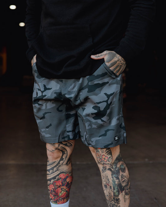 9" Gym Shorts - Black Camo