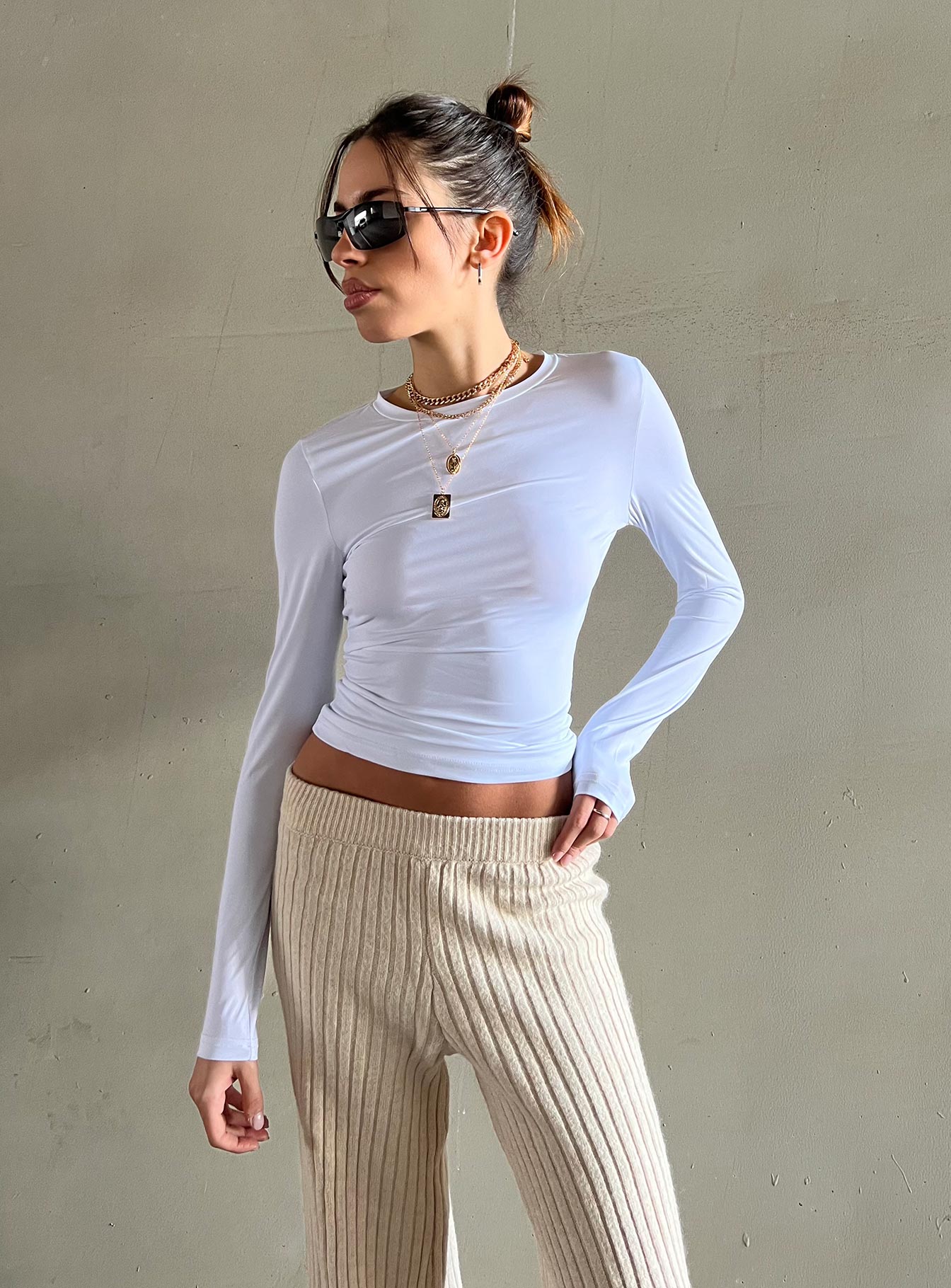 Arnim Long Sleeve Top White