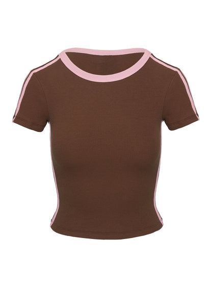 Baseline Scoop Rib Tee Brown / Pink