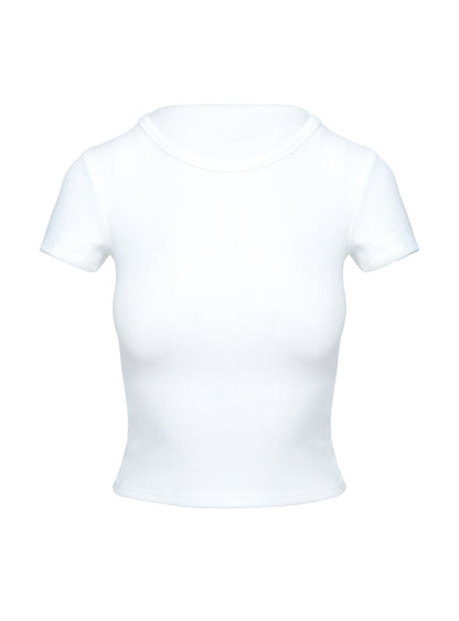 Baseline Scoop Rib Tee White