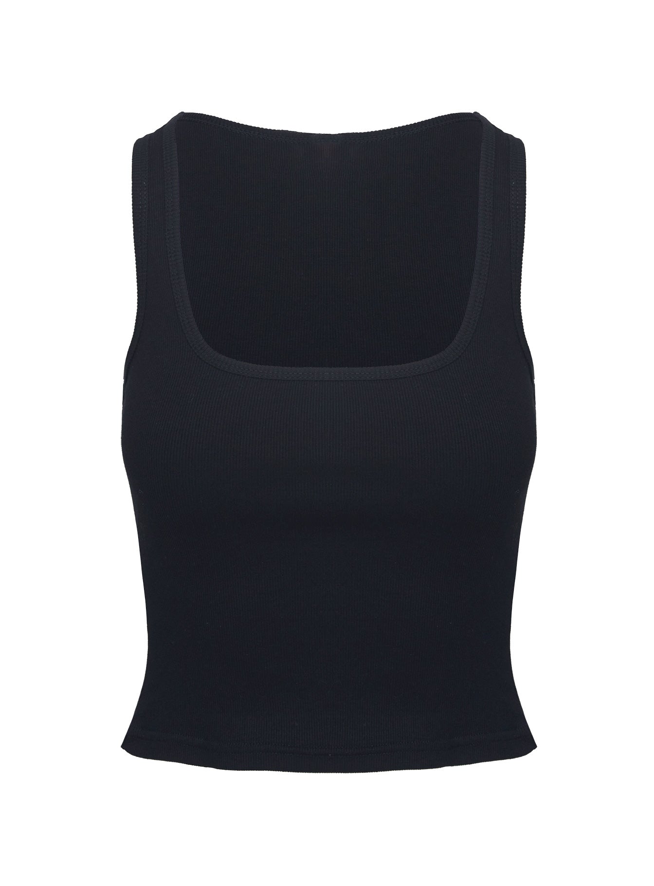 Baseline Square Neck Rib Tank Top Black