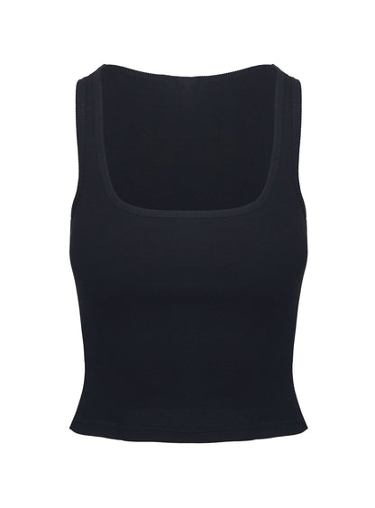 Baseline Square Neck Rib Tank Top Black