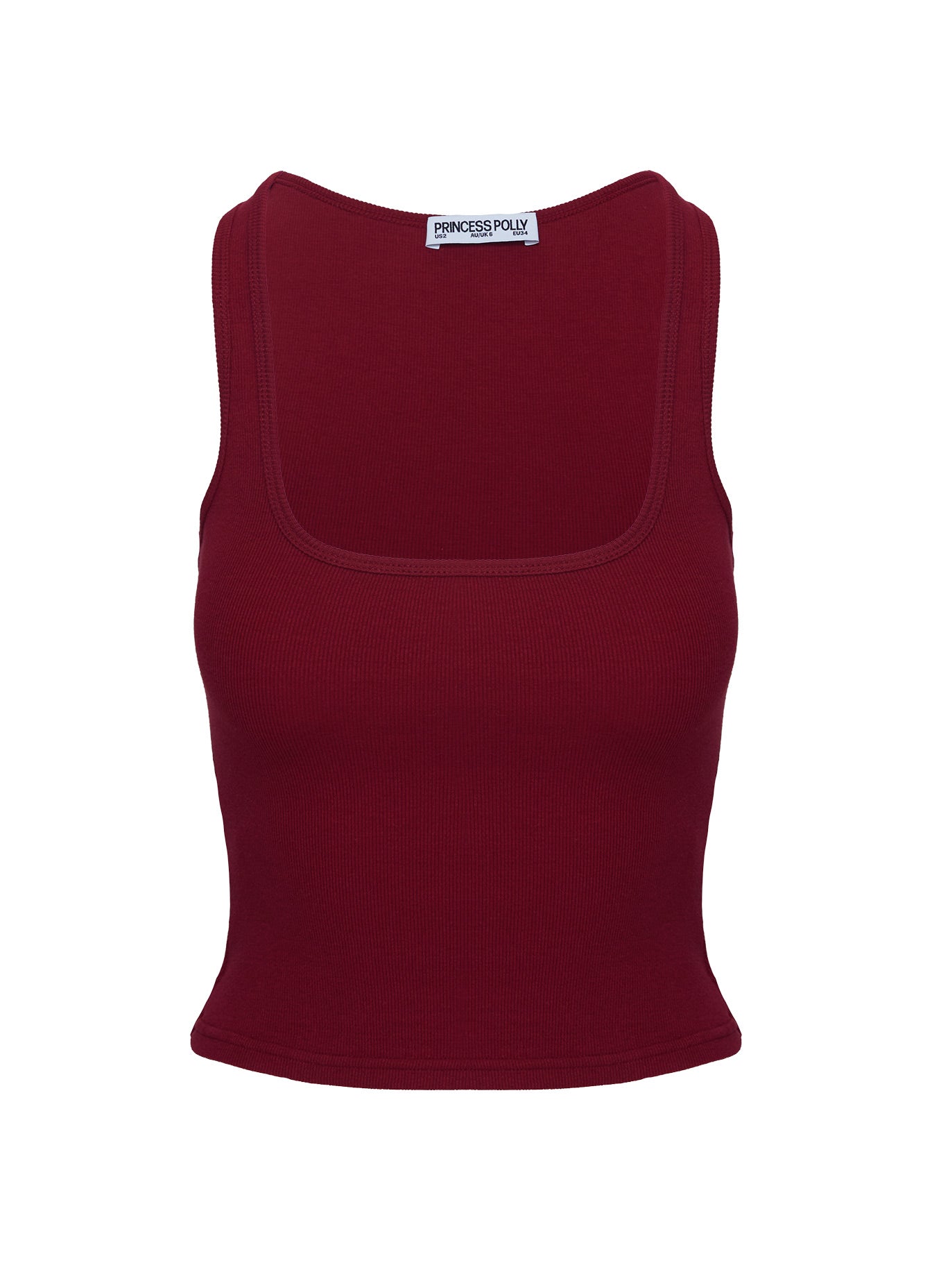 Baseline Square Neck Rib Tank Top Red