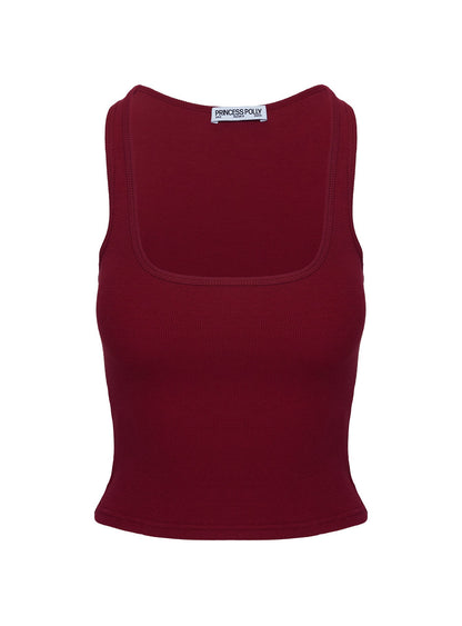 Baseline Square Neck Rib Tank Top Red