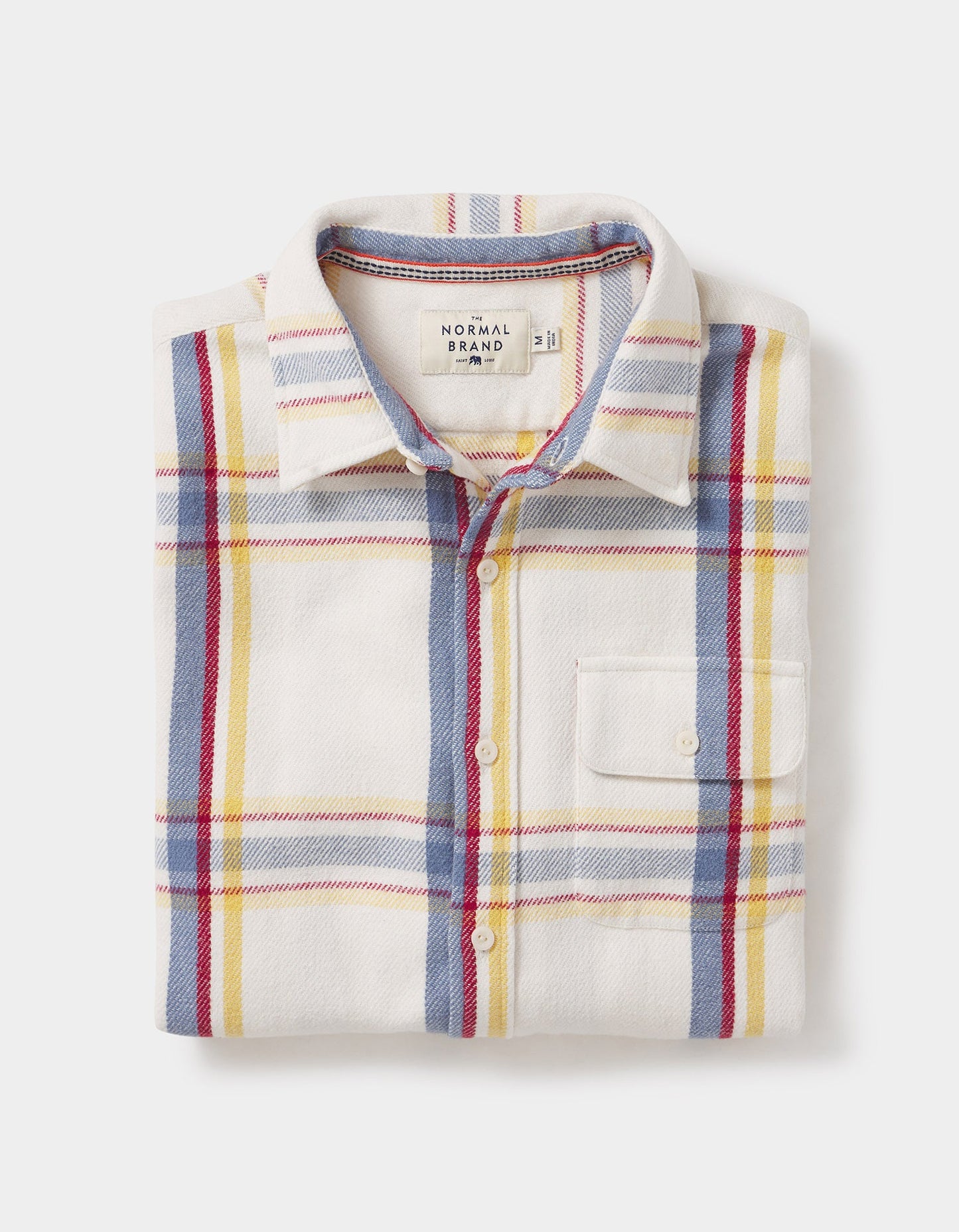 Boone Heavy Brushed Twill Overshirt in Cream Plaid